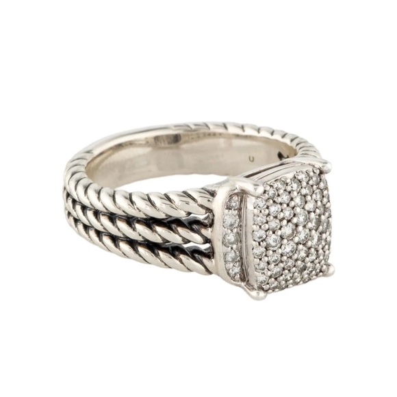 David Yurman Petite Wheaton Pave Diamond Ring Size 6 - Picture 1 of 5